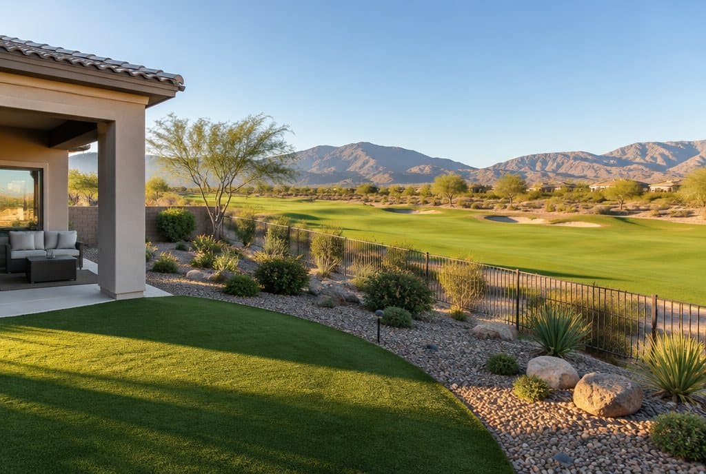 Aliante home backing onto a golf course fairway with mountains in the distance